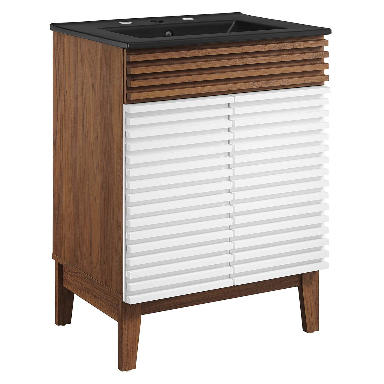 Ventra Vanity Unit, Small, White, Walnut and Black