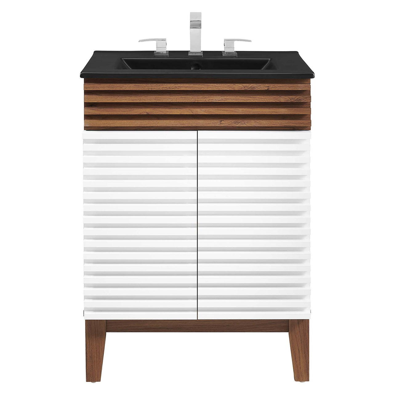 Ventra Vanity Unit, Small, White, Walnut and Black