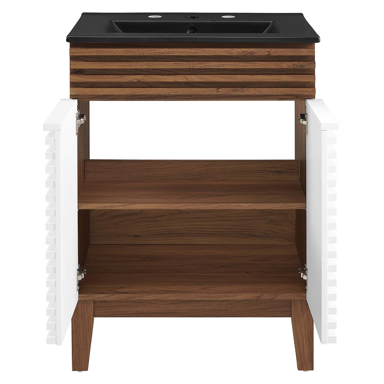 Ventra Vanity Unit, Small, White, Walnut and Black