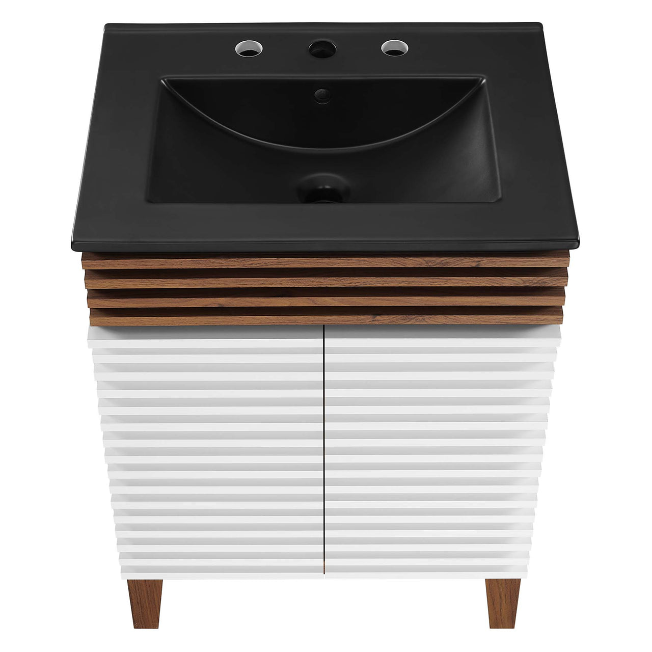 Ventra Vanity Unit, Small, White, Walnut and Black