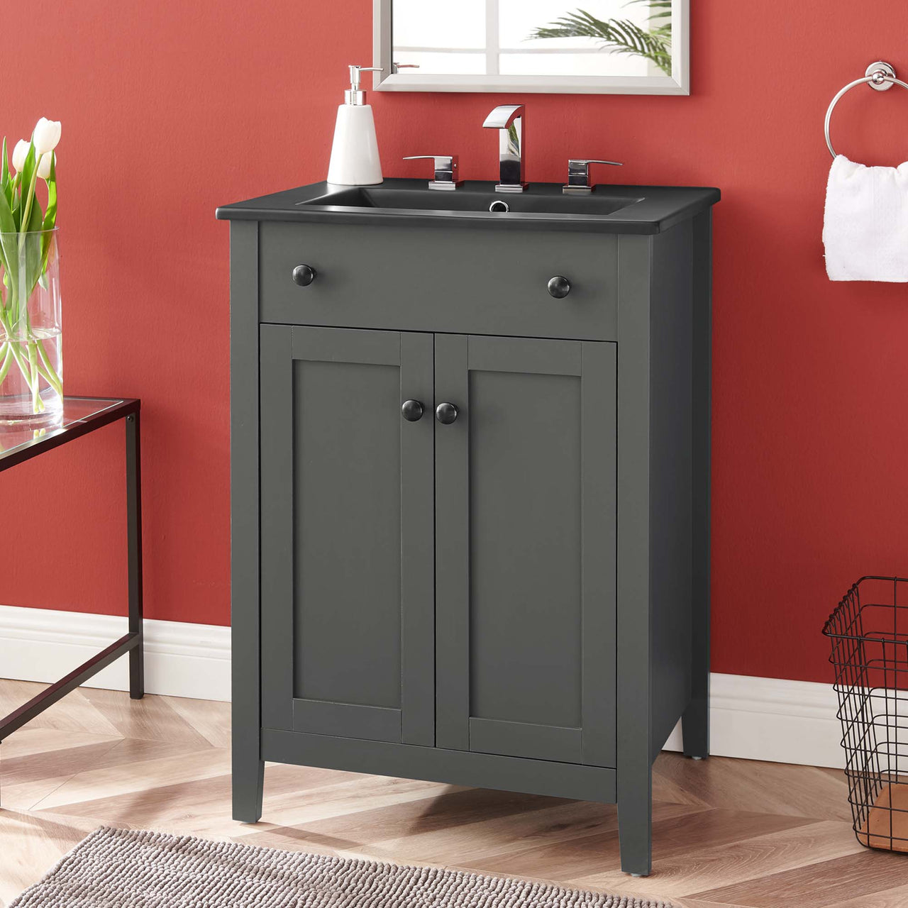 Tucker Vanity Unit, Small, Gray & Black