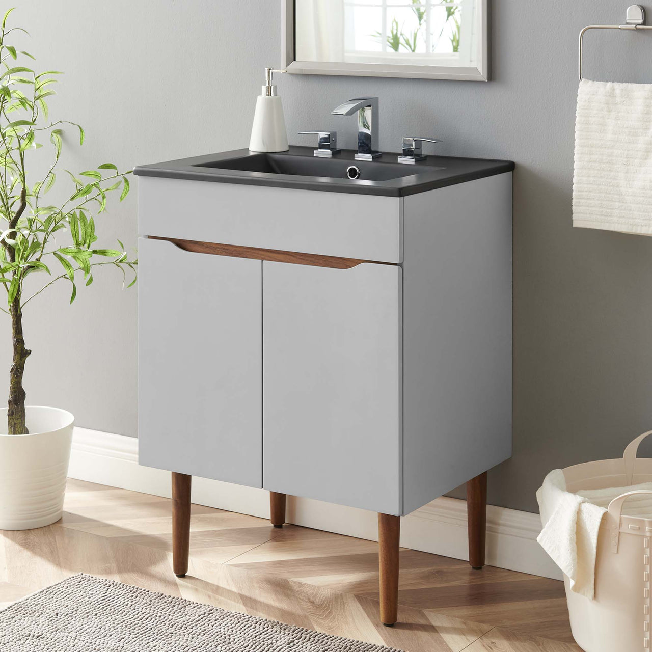 Arwyn Vanity Unit, Small, Gray & Black