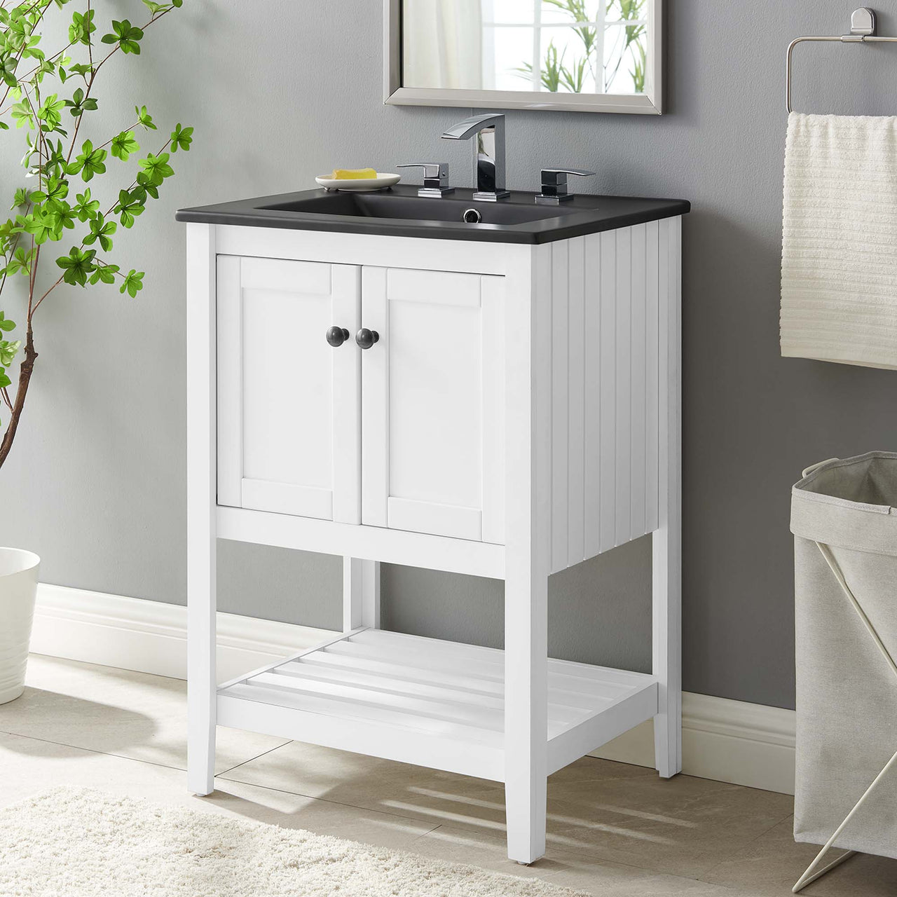 Carlyle Vanity Unit, Small, White & Black