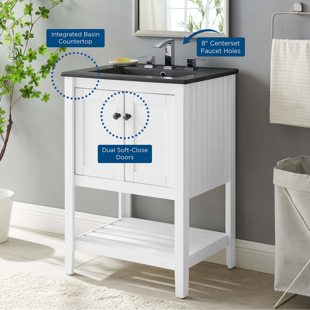 Carlyle Vanity Unit, Small, White & Black