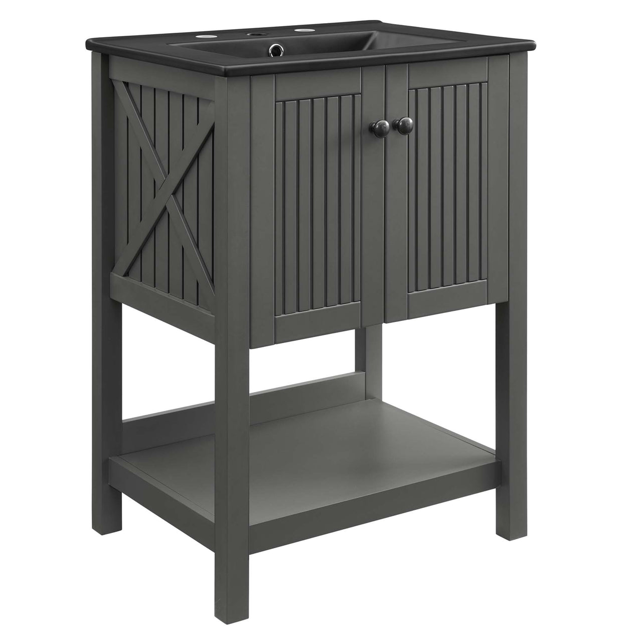 Barn Vanity Unit, Small, Gray & Black