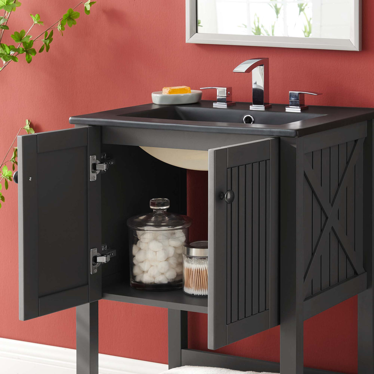 Barn Vanity Unit, Small, Gray & Black