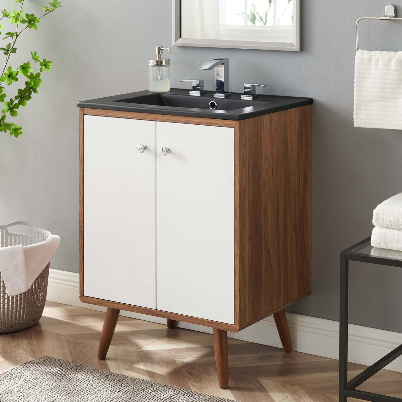 Erisen Vanity Unit, Small, White & Black
