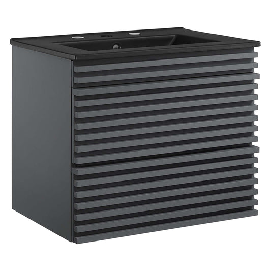 Ventra Floating Vanity Unit, Small, Gray & Black