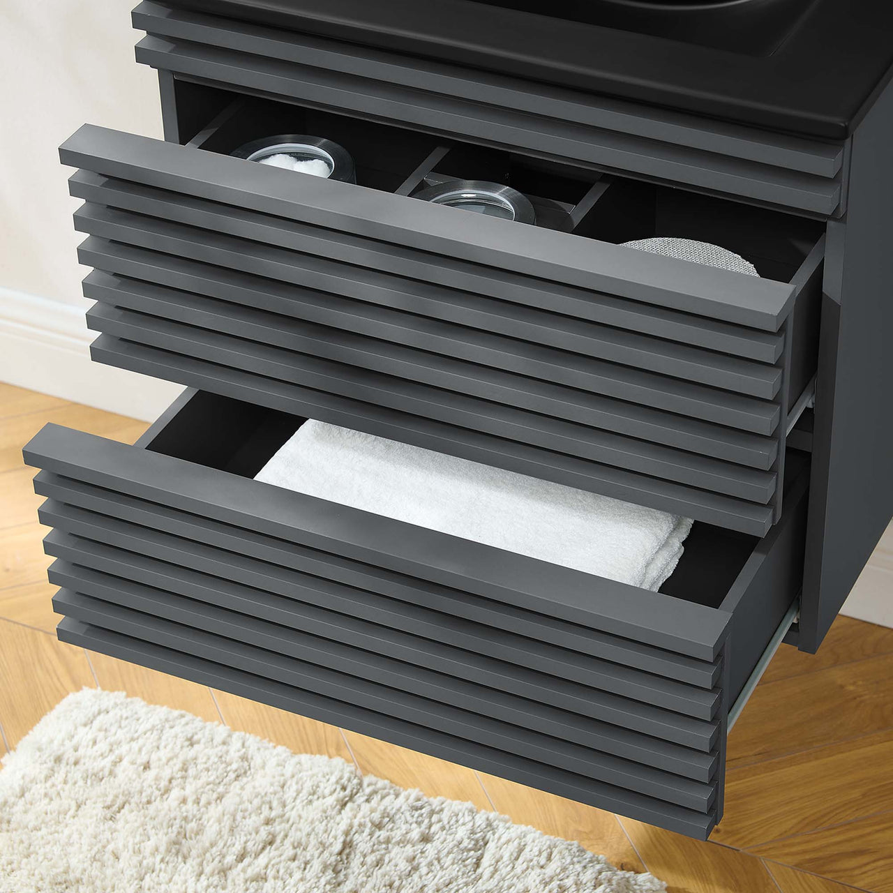 Ventra Floating Vanity Unit, Small, Gray & Black