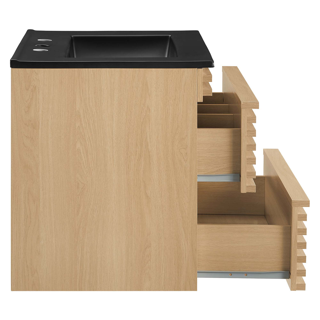 Ventra Floating Vanity Unit, Small, Oak & Black