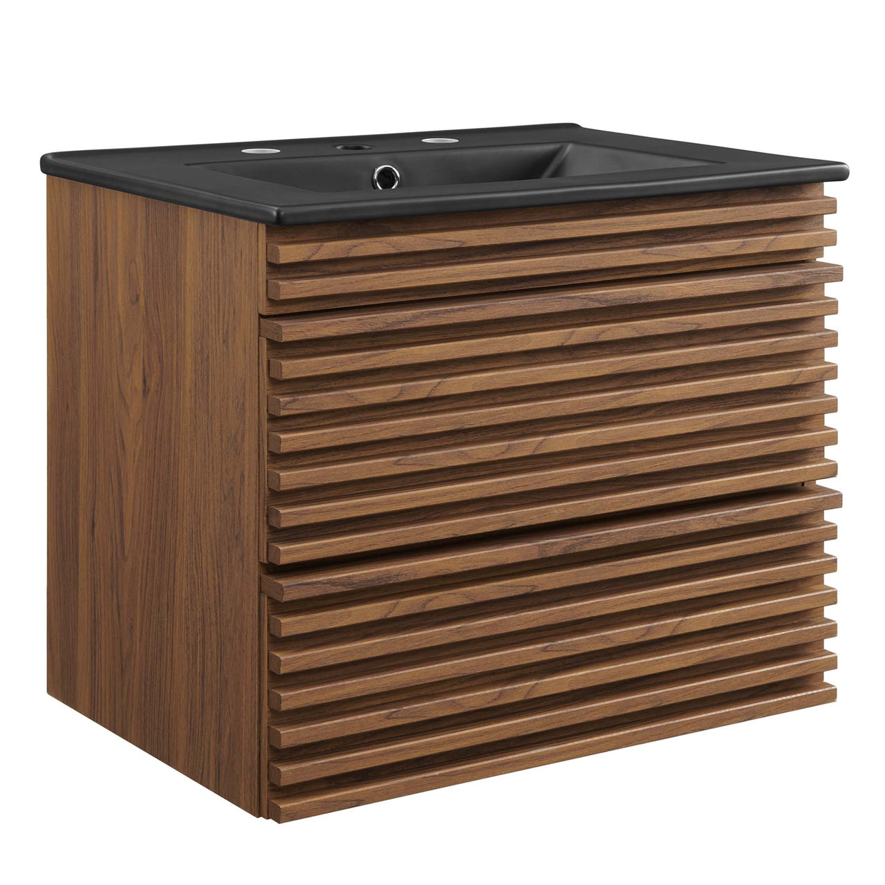 Ventra Floating Vanity Unit, Small, Walnut & Black