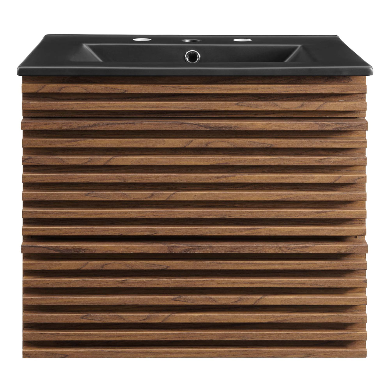 Ventra Floating Vanity Unit, Small, Walnut & Black