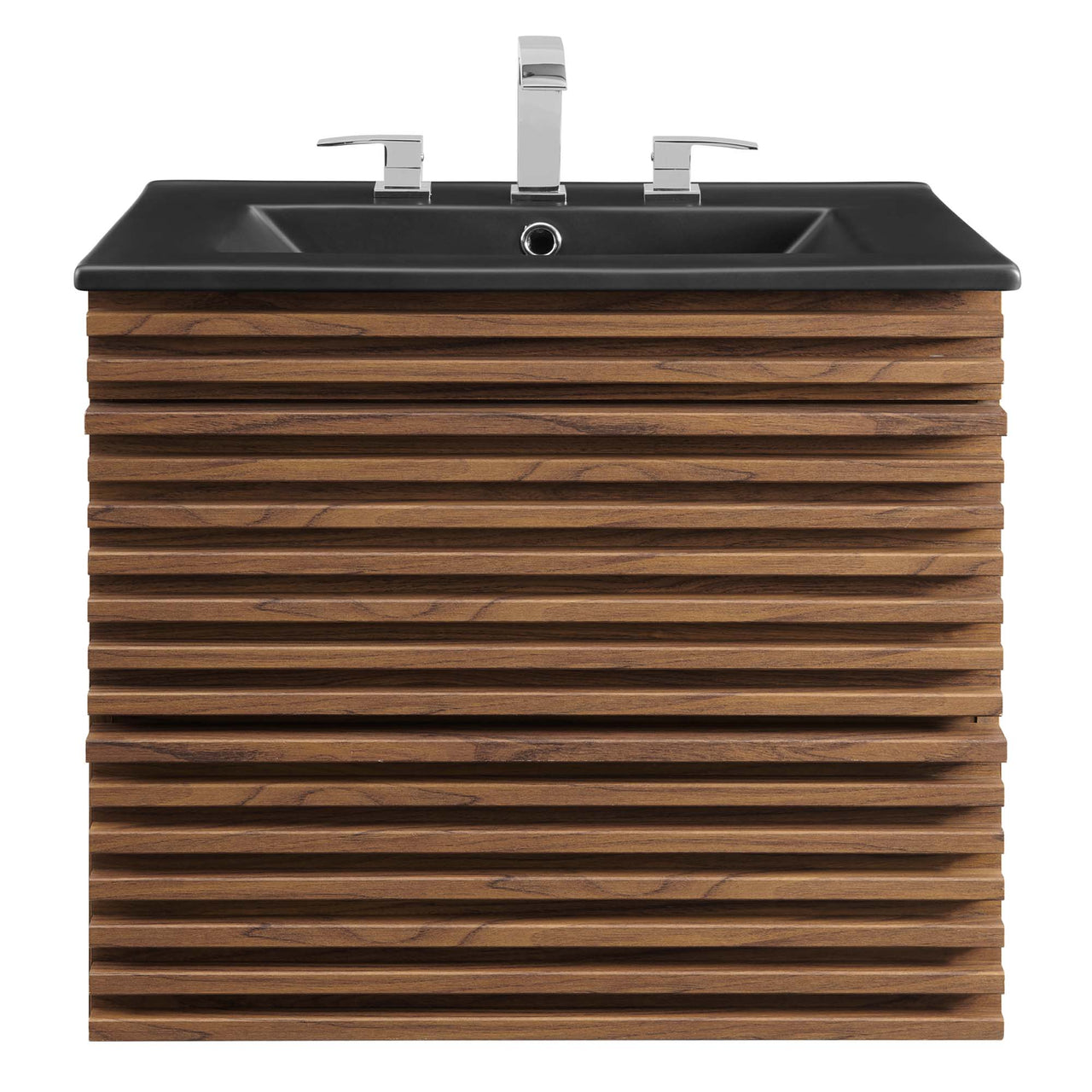 Ventra Floating Vanity Unit, Small, Walnut & Black