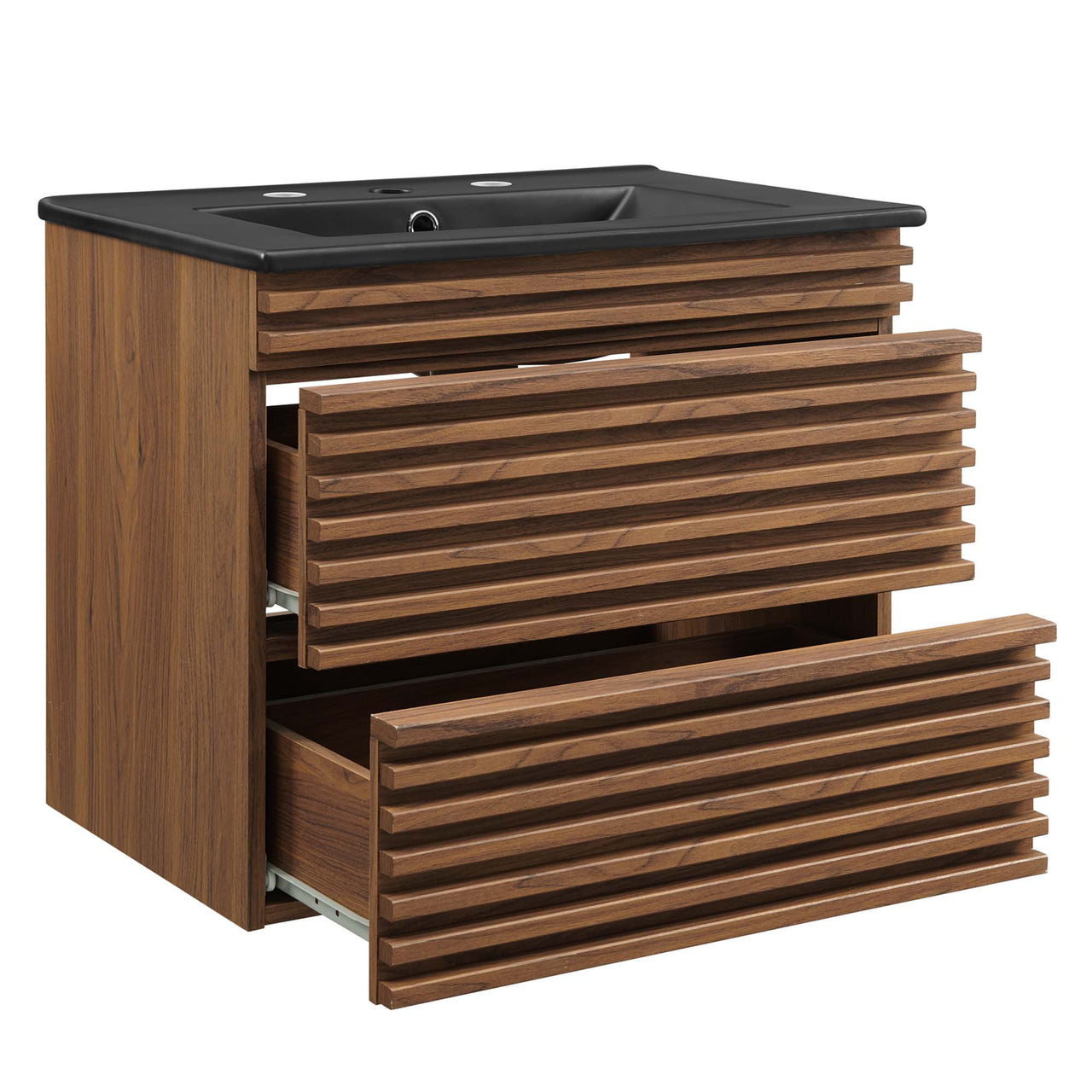 Ventra Floating Vanity Unit, Small, Walnut & Black