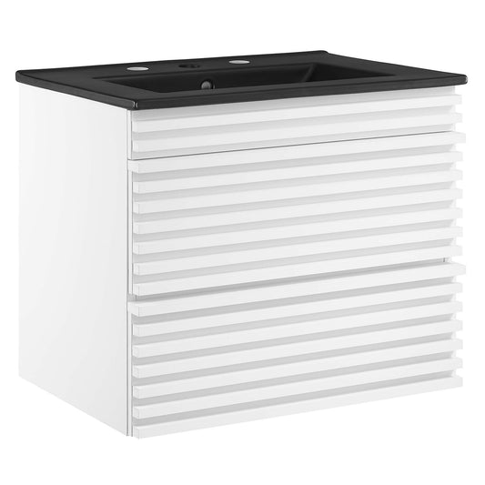 Ventra Floating Vanity Unit, Small, White & Black