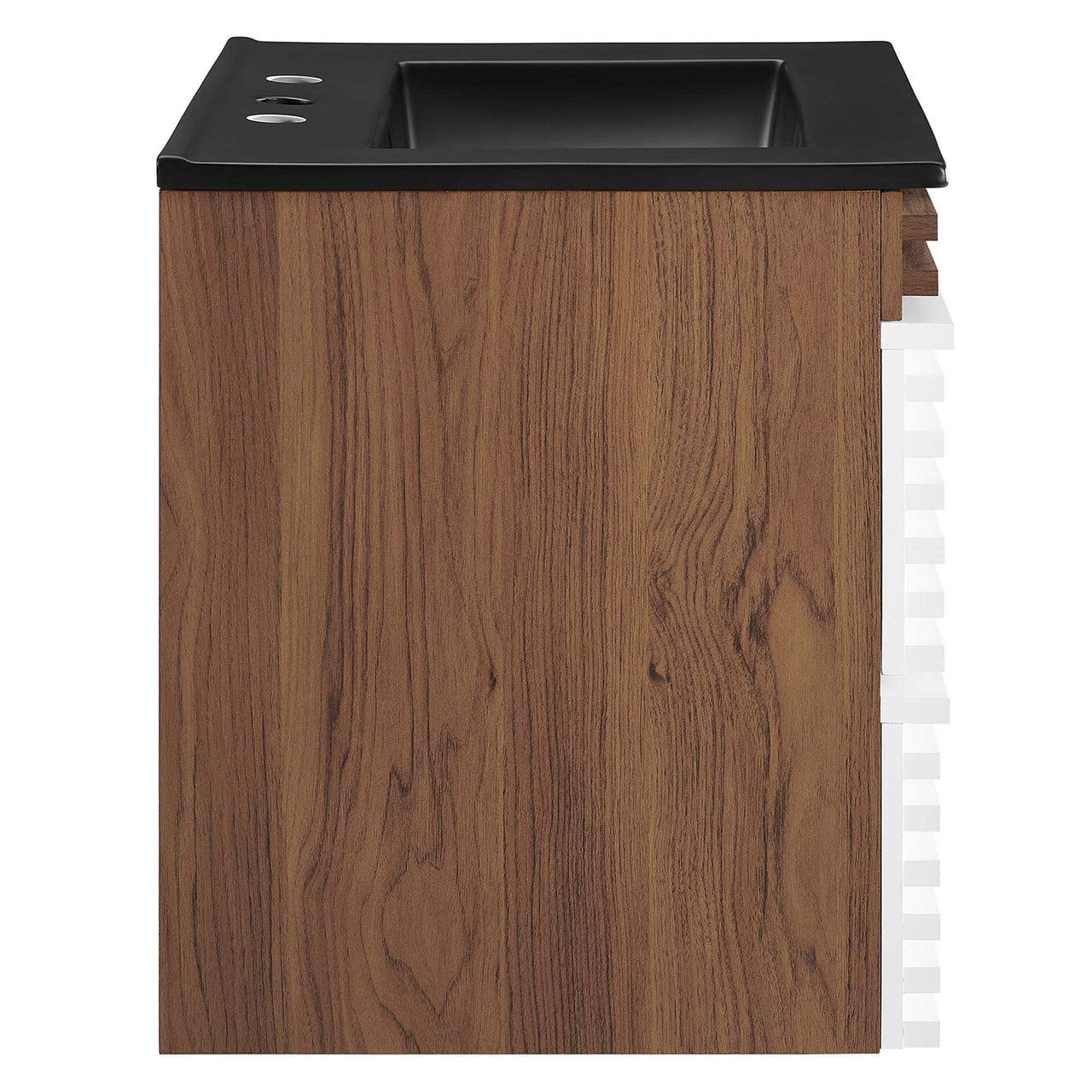 Ventra Floating Vanity Unit, Small, White, Walnut and Black