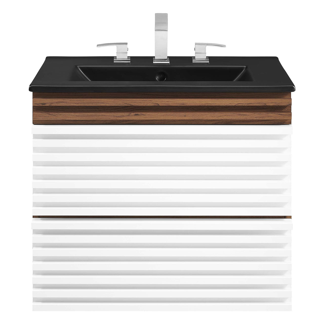Ventra Floating Vanity Unit, Small, White, Walnut and Black