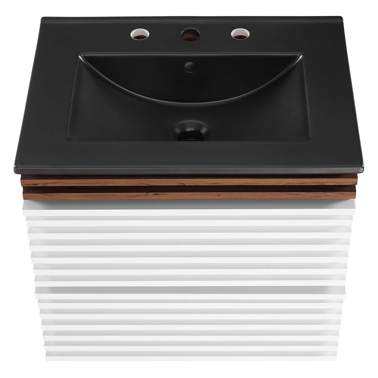 Ventra Floating Vanity Unit, Small, White, Walnut and Black