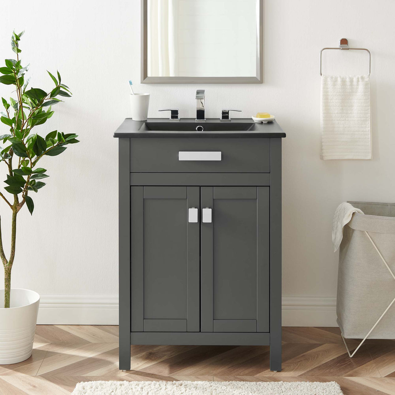 Emereth Vanity Unit, Small, Gray & Black