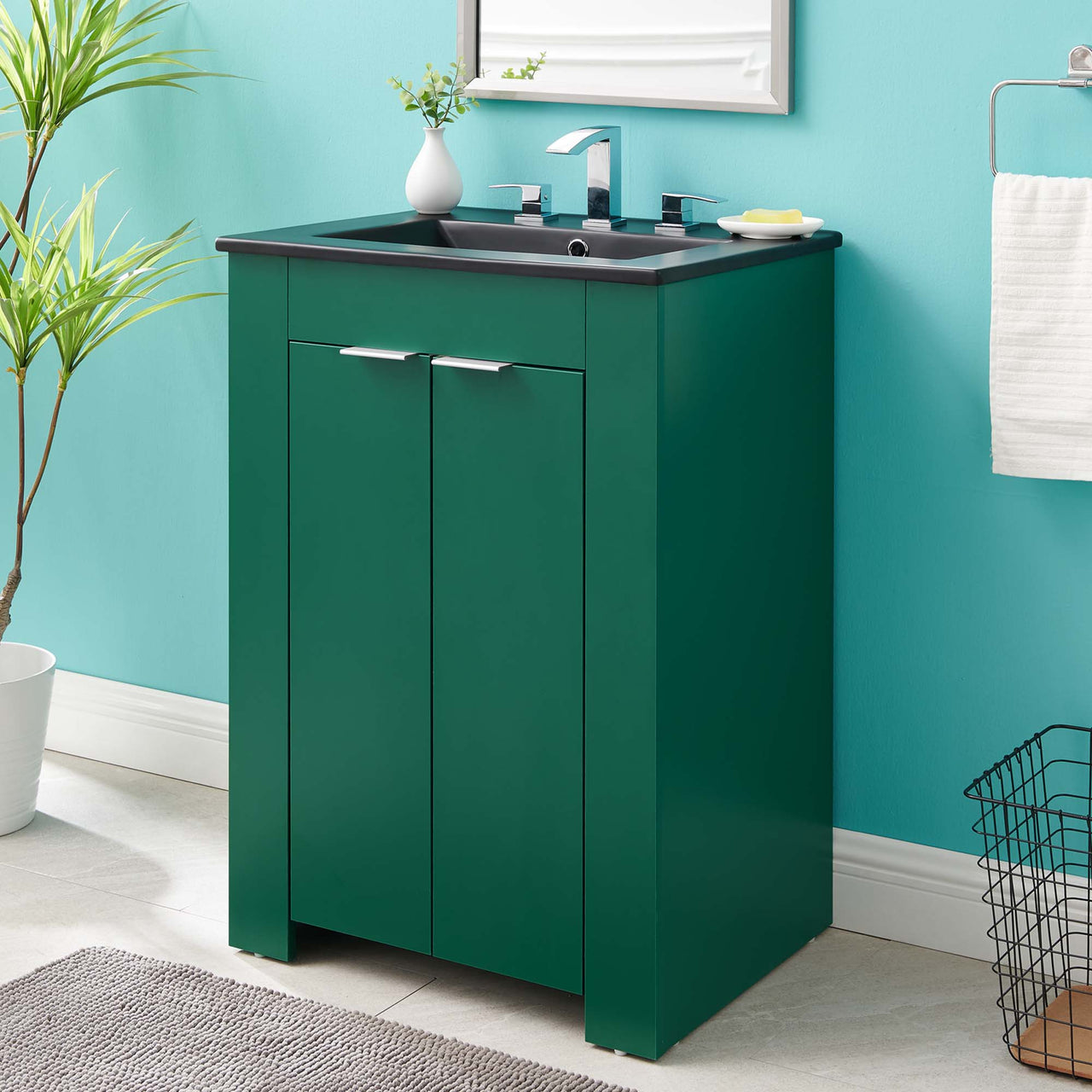 Maveen Vanity Unit, Small, Green & Black