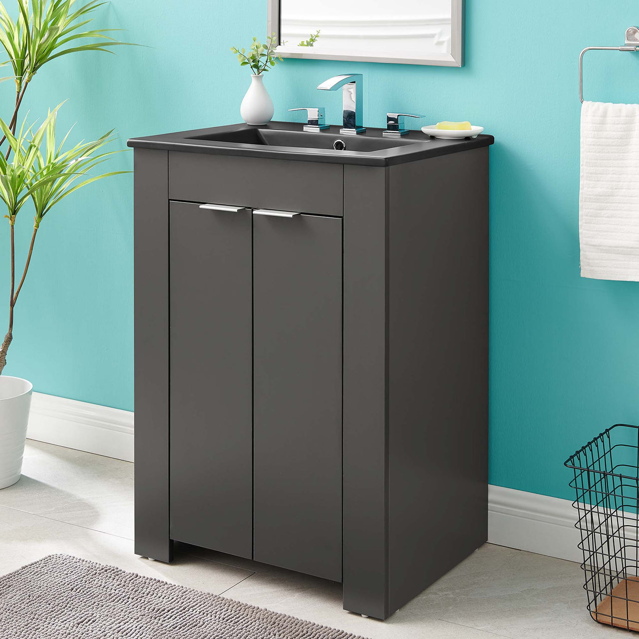 Maveen Vanity Unit, Small, Gray & Black