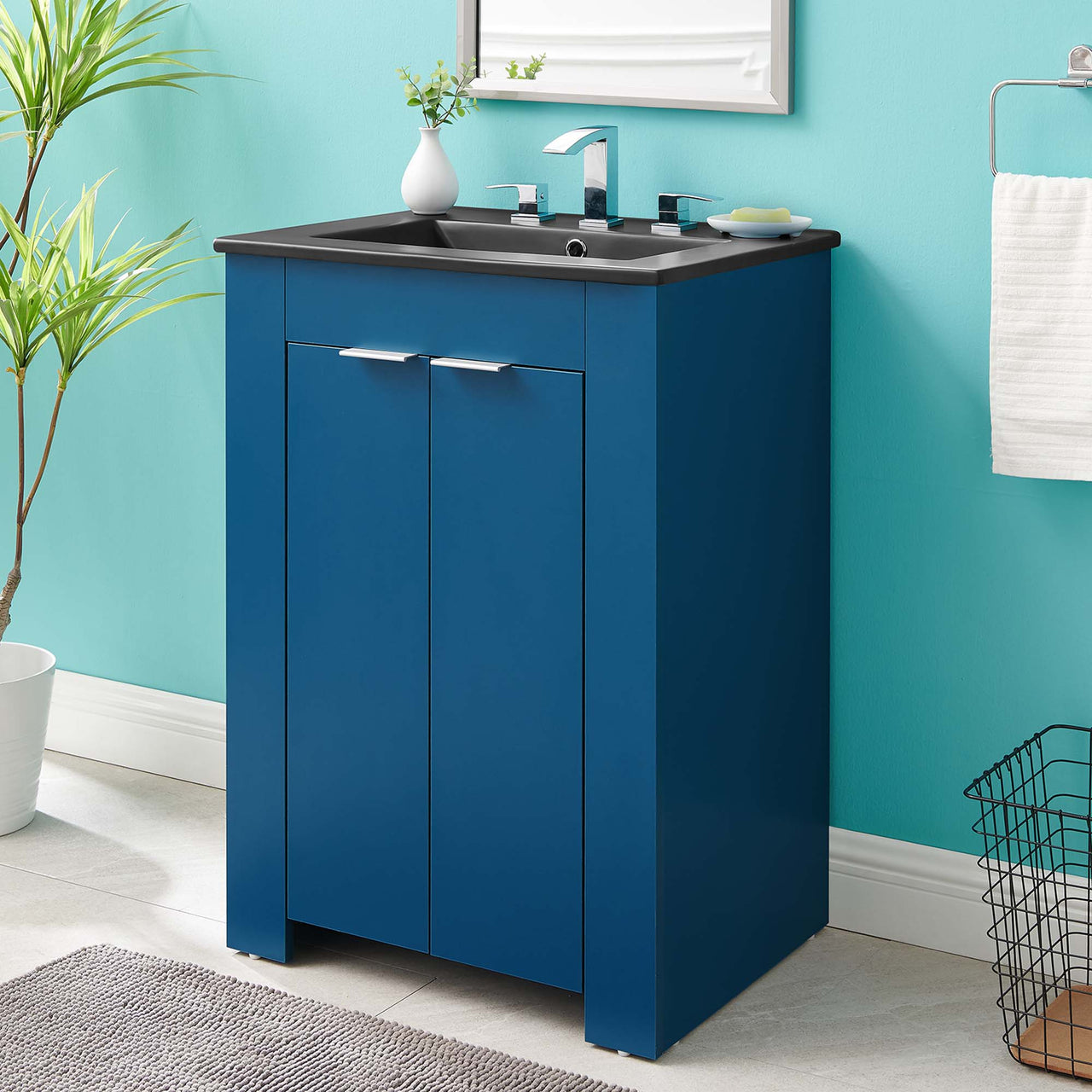 Maveen Vanity Unit, Small, Navy & Black
