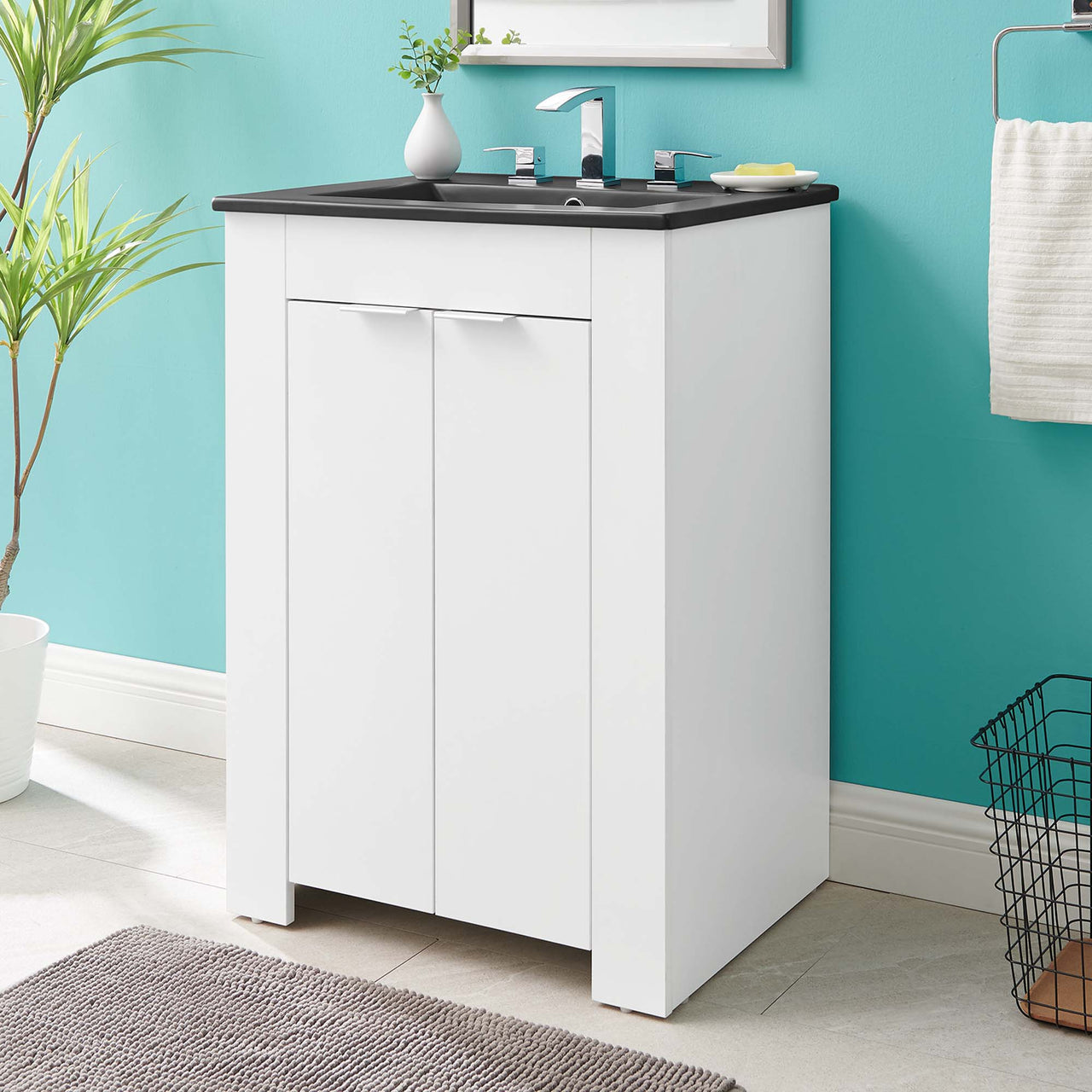 Maveen Vanity Unit, Small, White & Black
