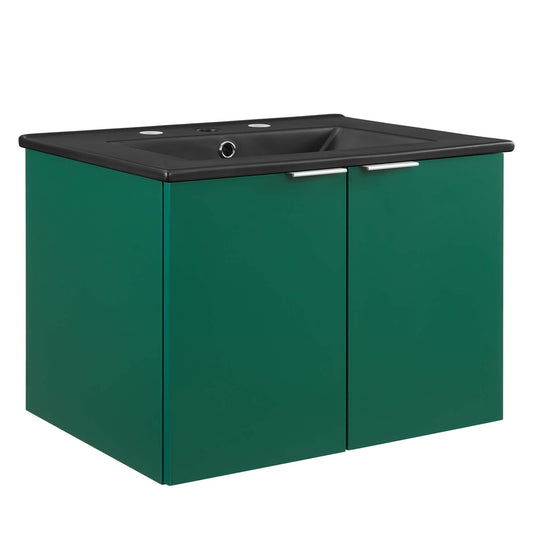 Maveen Floating Vanity Unit, Small, Green & Black