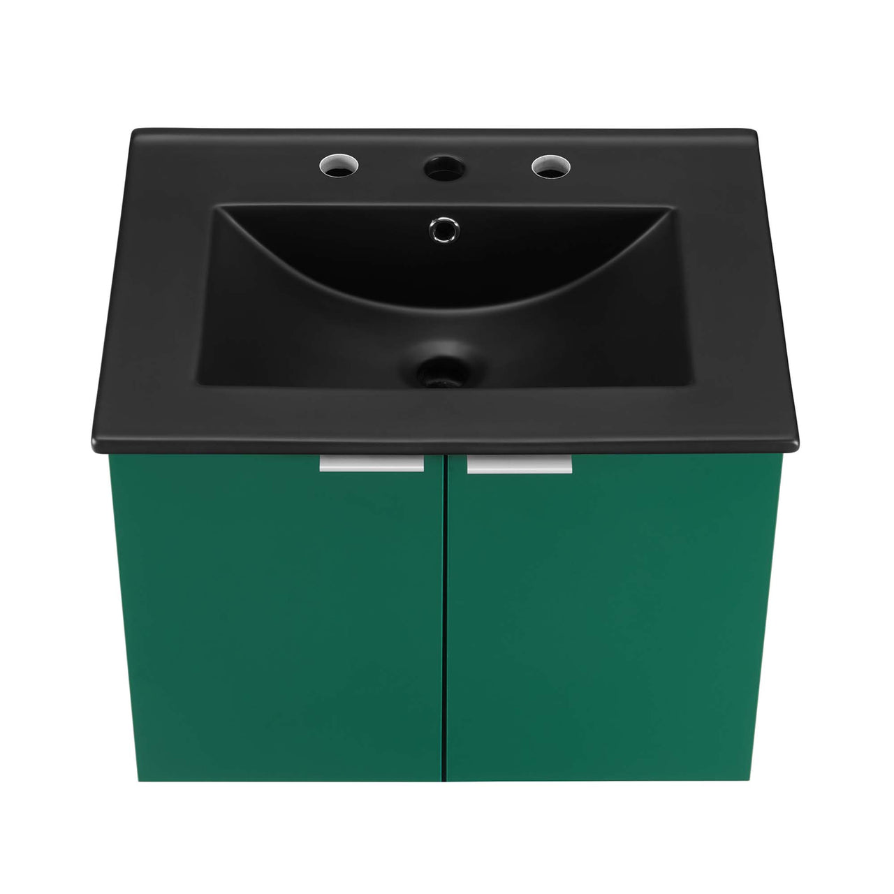 Maveen Floating Vanity Unit, Small, Green & Black