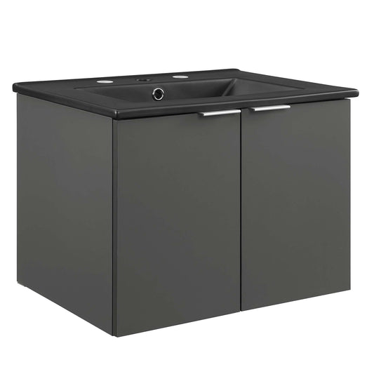 Maveen Floating Vanity Unit, Small, Gray & Black