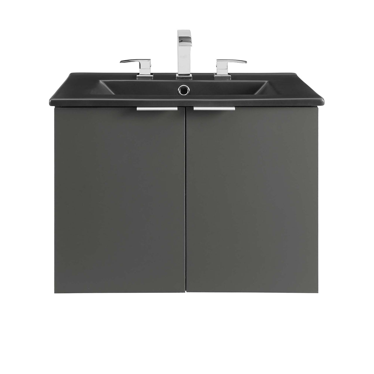 Maveen Floating Vanity Unit, Small, Gray & Black