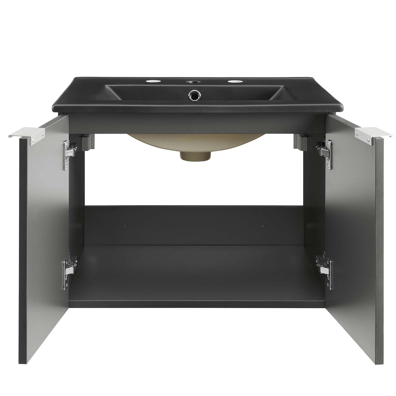 Maveen Floating Vanity Unit, Small, Gray & Black