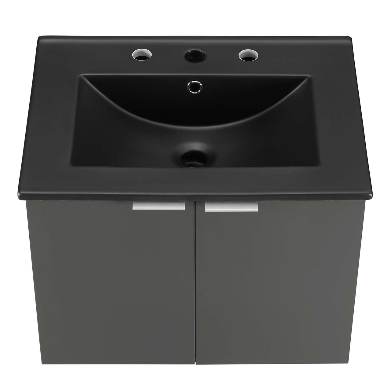 Maveen Floating Vanity Unit, Small, Gray & Black