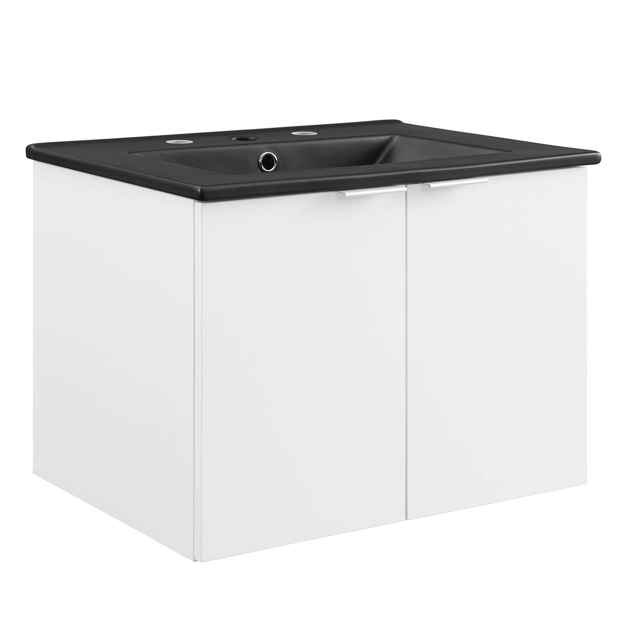 Maveen Floating Vanity Unit, Small, White & Black