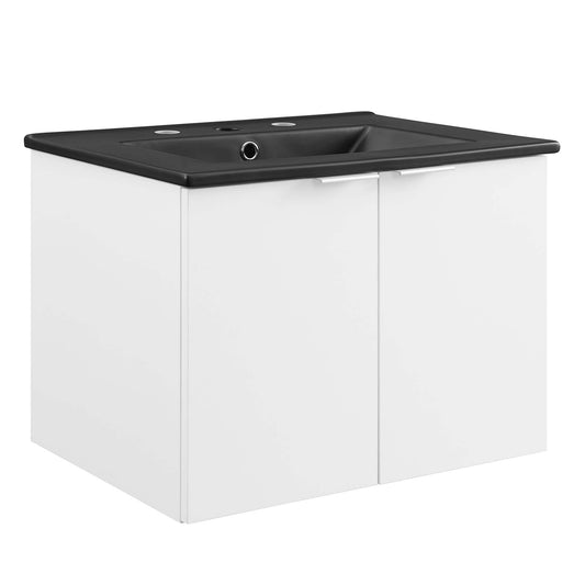 Maveen Floating Vanity Unit, Small, White & Black