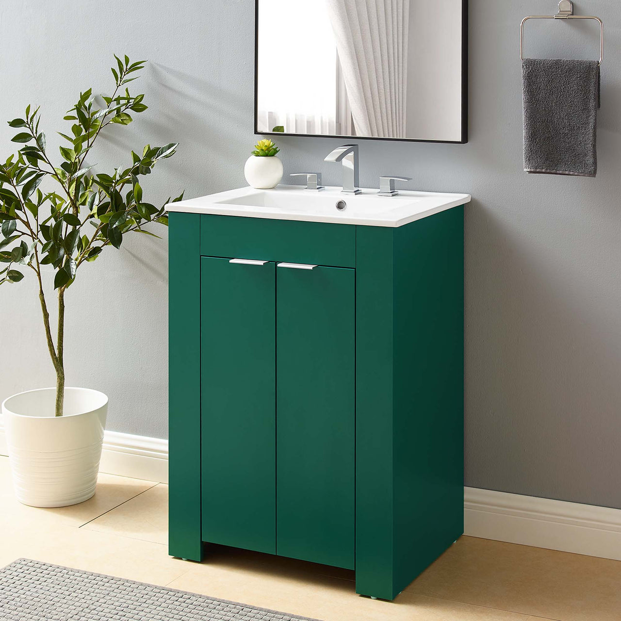 Maveen Vanity Unit, Small, Green & White
