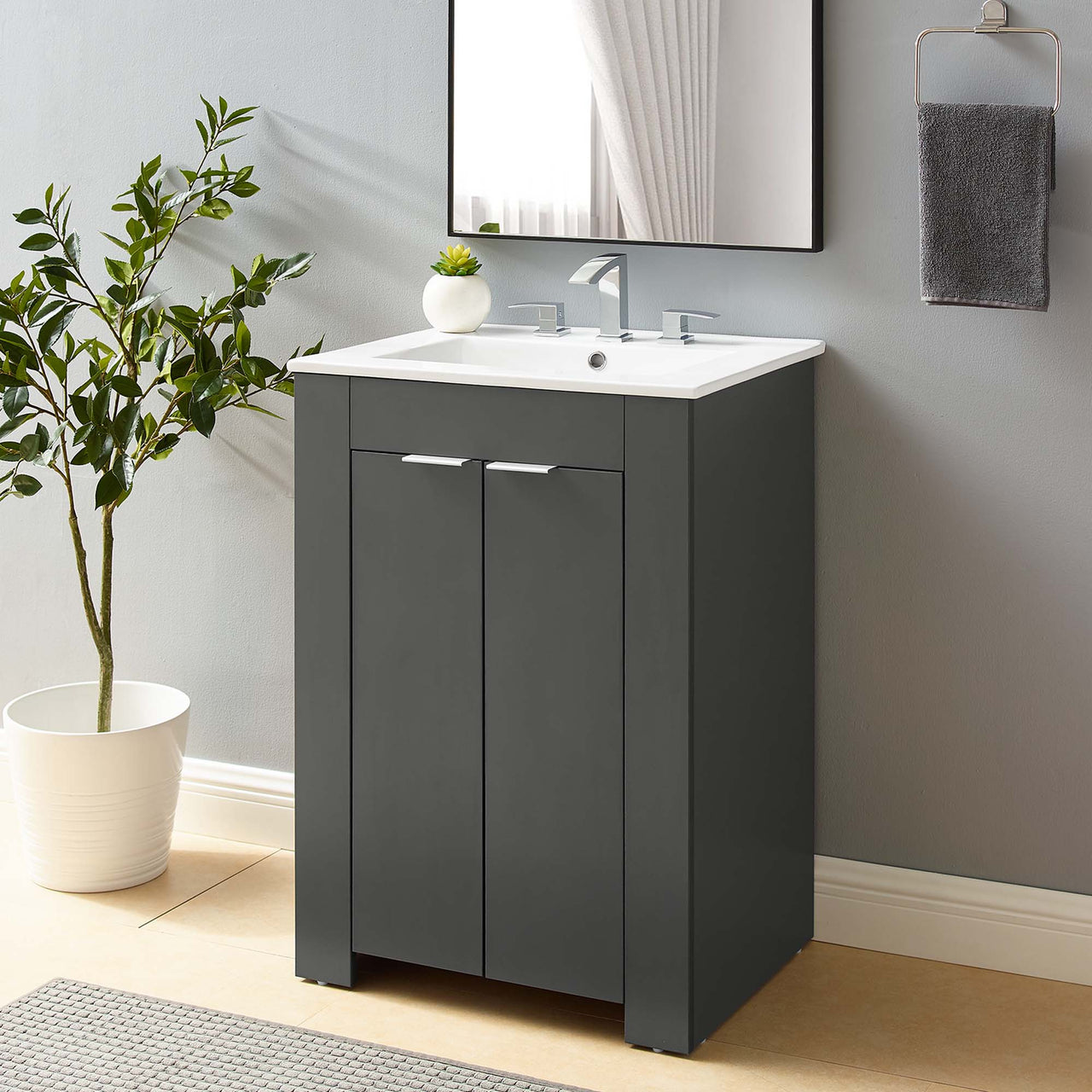 Maveen Vanity Unit, Small, Gray & White