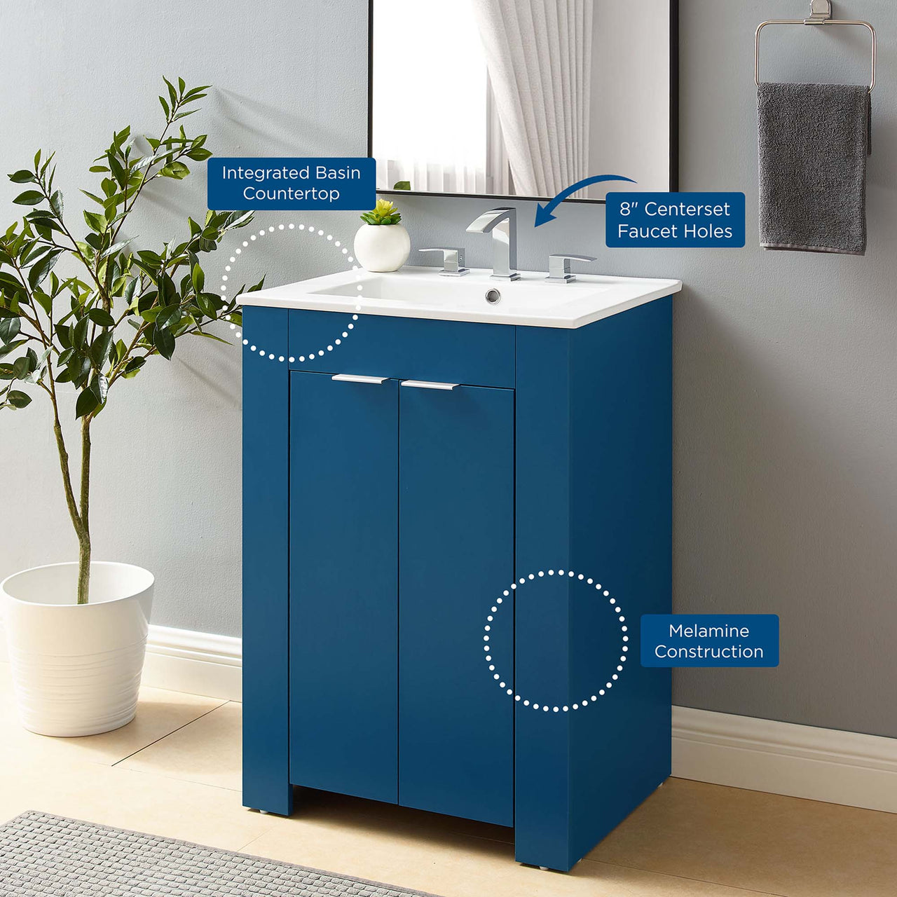 Maveen Vanity Unit, Small, Navy & White
