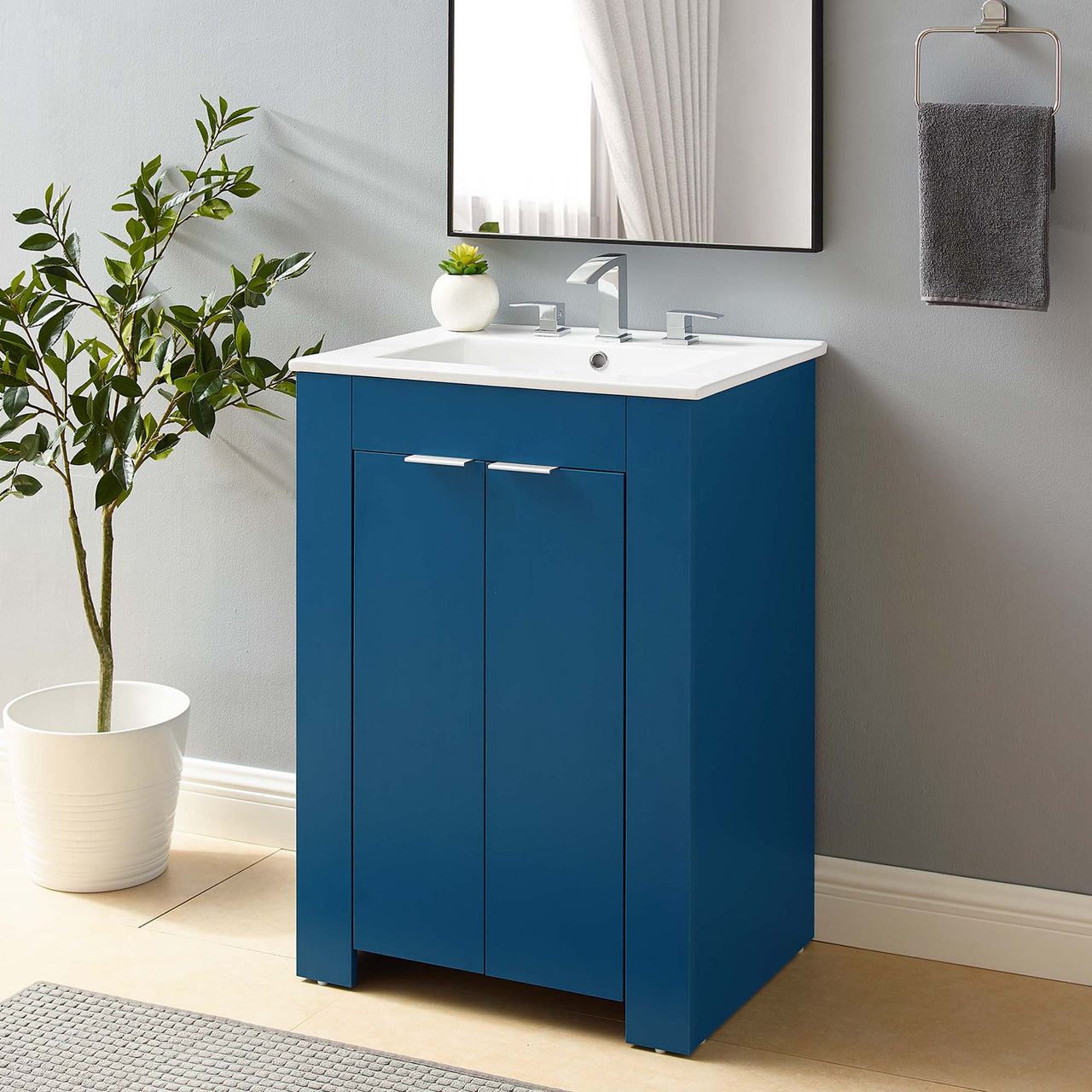 Maveen Vanity Unit, Small, Navy & White