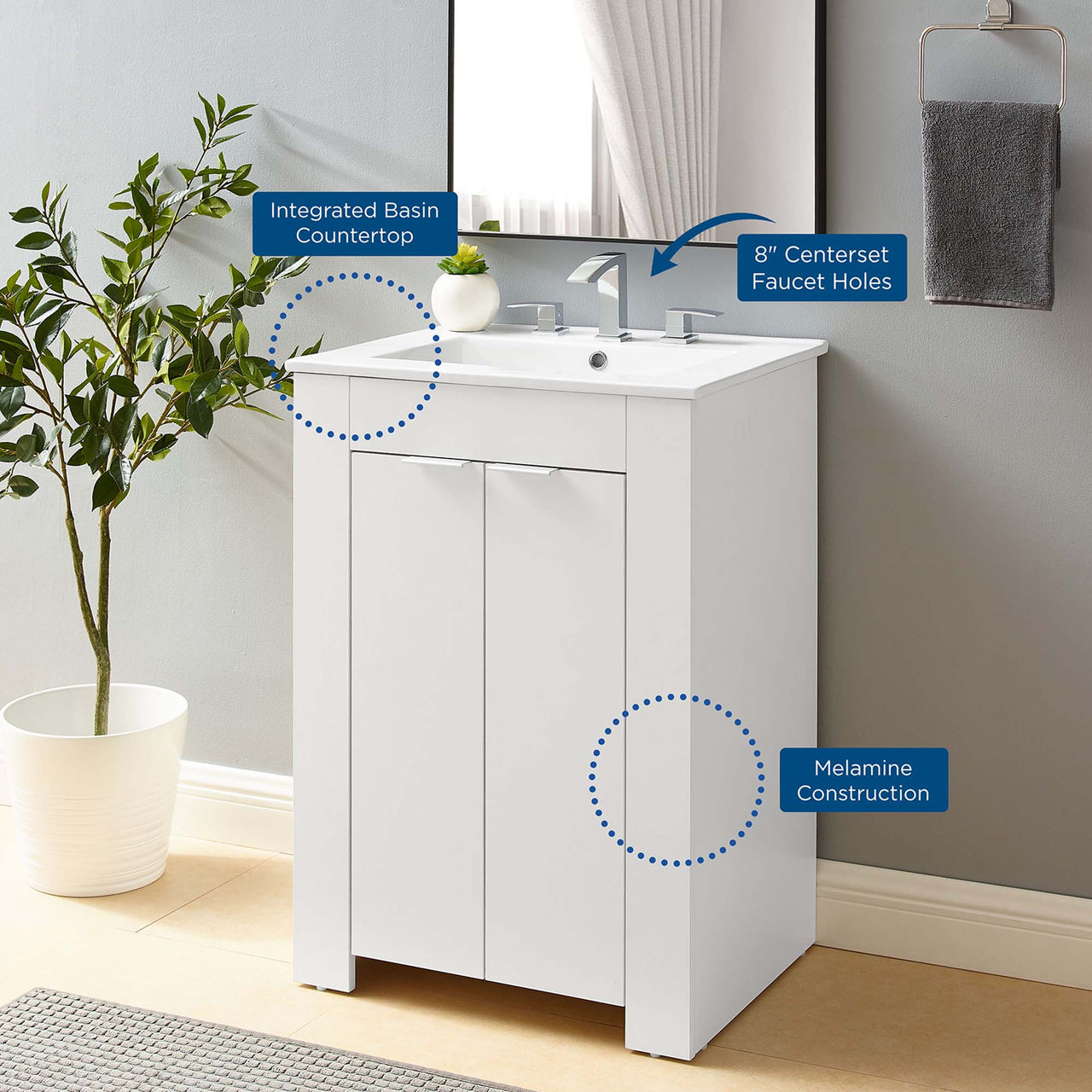 Maveen Vanity Unit, Small, White