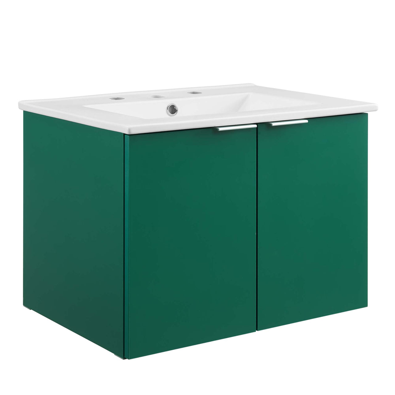 Maveen Floating Vanity Unit, Small, Green & White