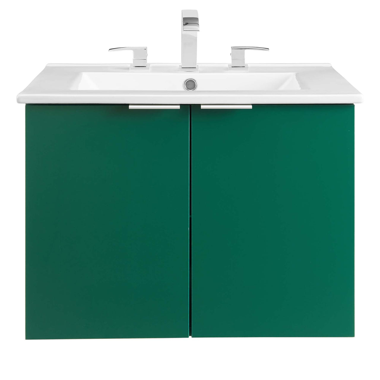 Maveen Floating Vanity Unit, Small, Green & White
