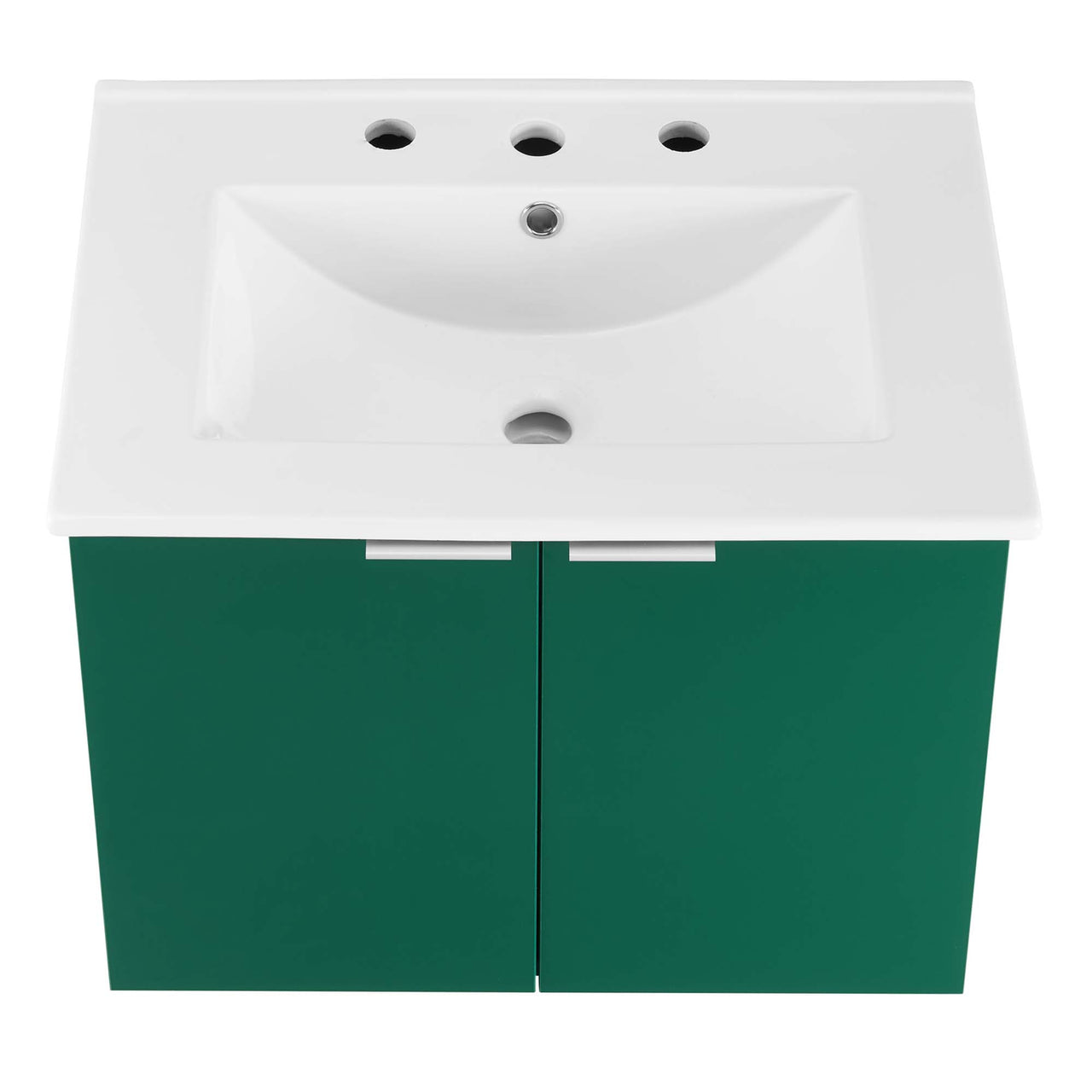 Maveen Floating Vanity Unit, Small, Green & White