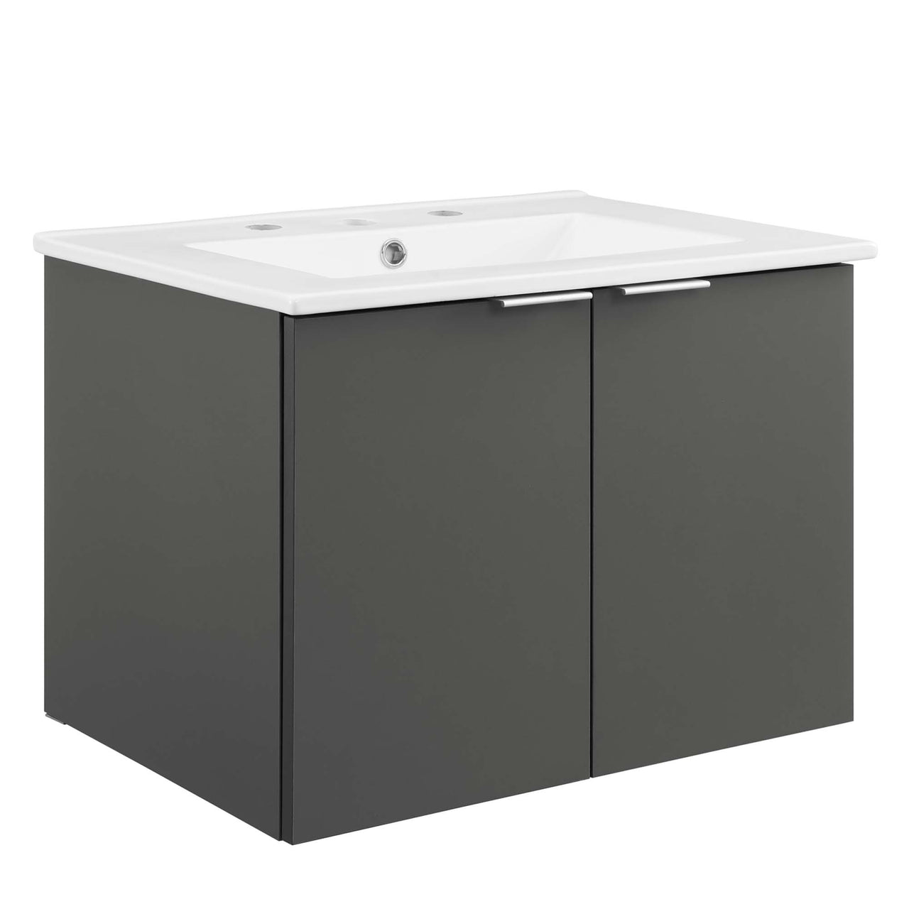 Maveen Floating Vanity Unit, Small, Gray & White