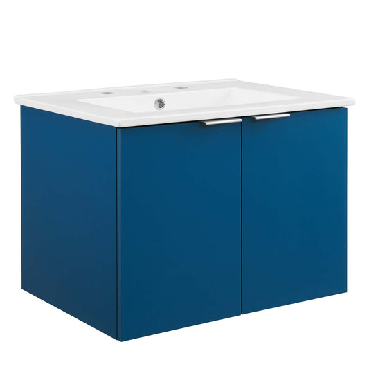 Maveen Floating Vanity Unit, Small, Navy & White