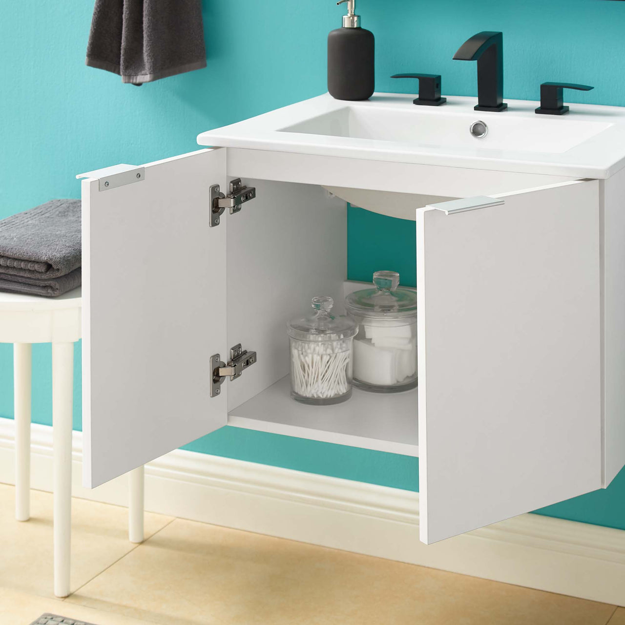Maveen Floating Vanity Unit, Small, White