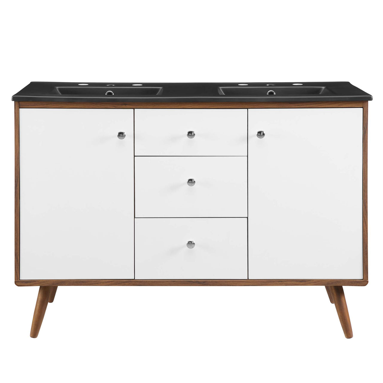 Erisen Double Sink Vanity Unit, Extra Large, Walnut & Black