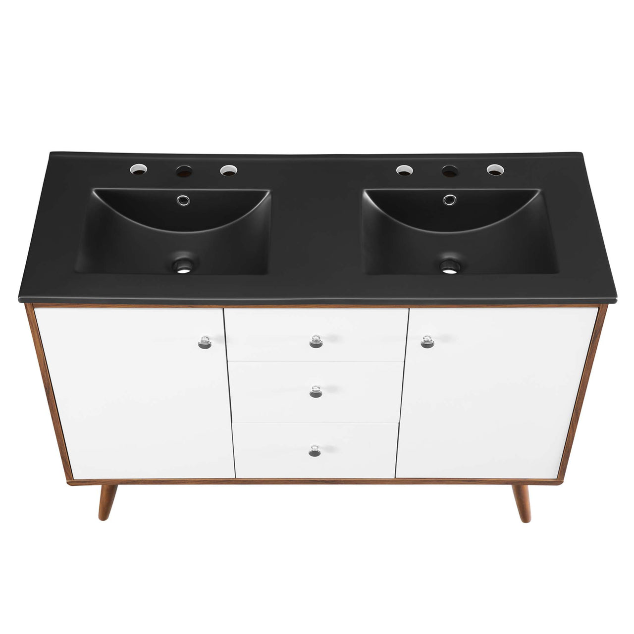 Erisen Double Sink Vanity Unit, Extra Large, Walnut & Black