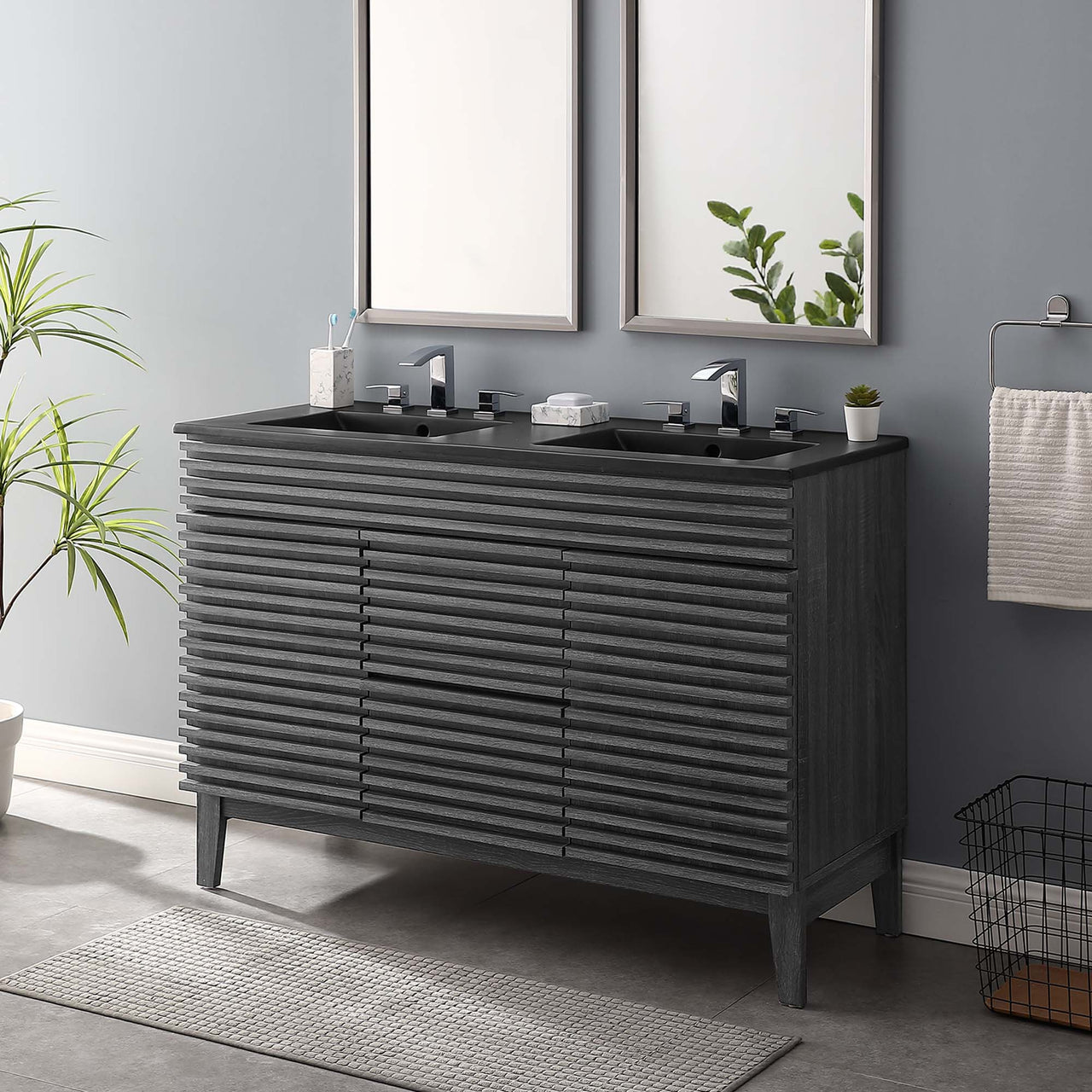 Ventra Double Sink Vanity Unit, Extra Large, Charcoal & Black