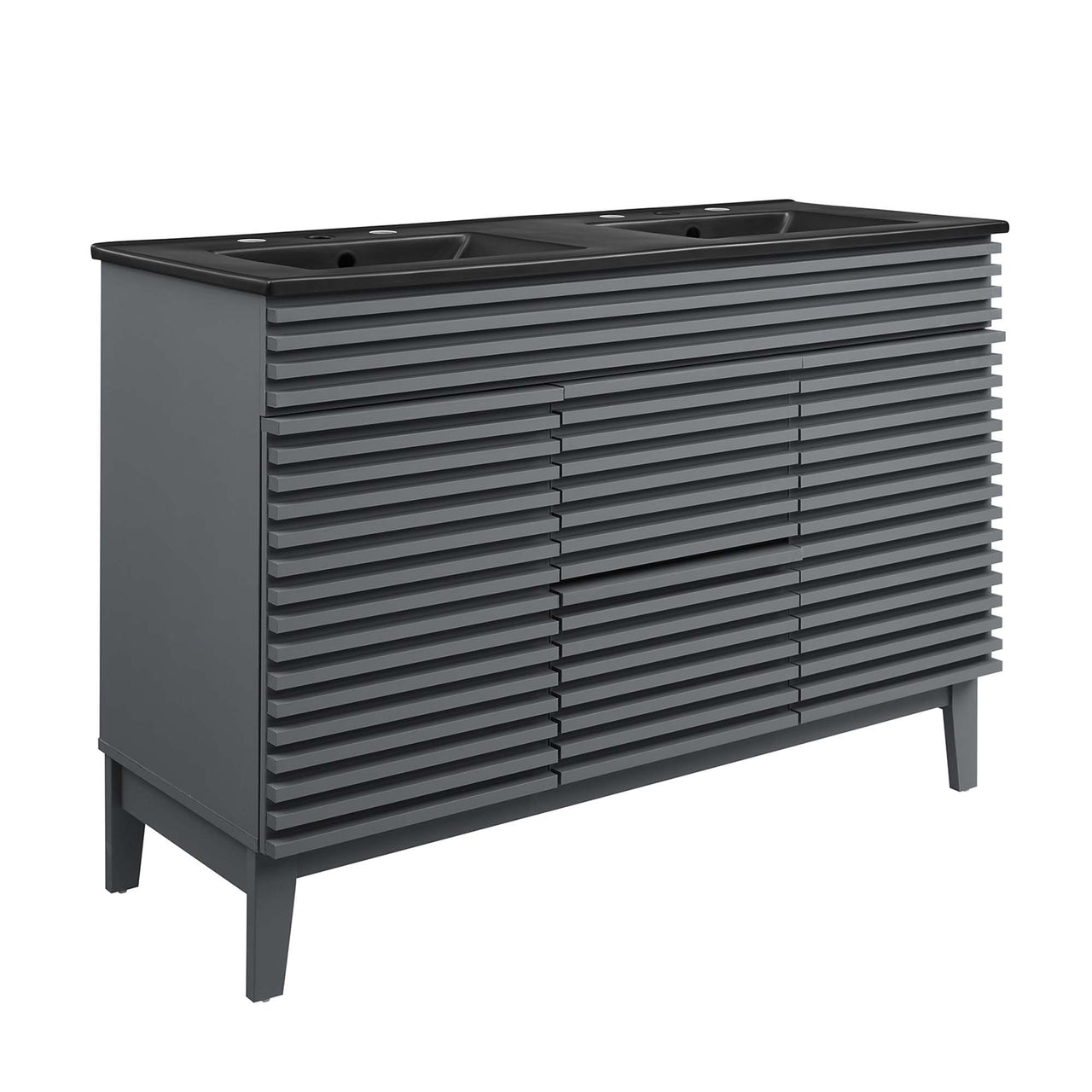 Ventra Double Sink Vanity Unit, Extra Large, Gray & Black